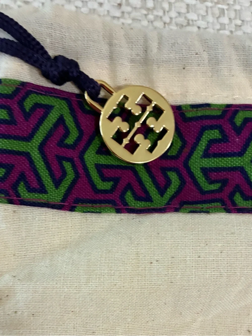 Tory Burch EUC Geometric Dust Bag Drawstring
